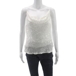 LaPointe Womens White Viscose Cowl Neck Camisole Tie Sleeveless Party Size 4